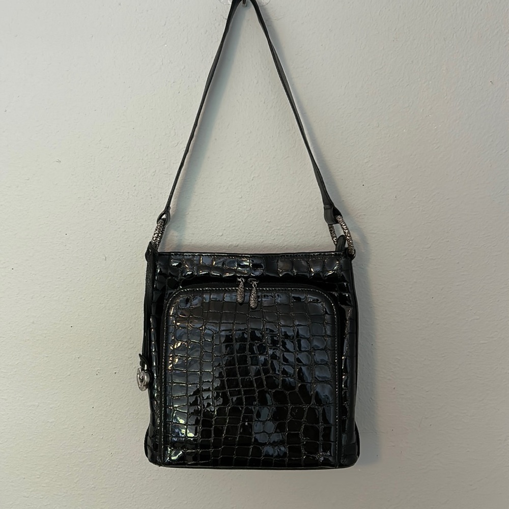 Vintage Cher Brighton patent black handbag/purse. Wallet on bag, get organized!